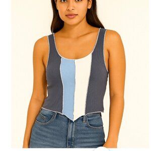 Hollister~Color Block Tee~Cropped~ Summer~Y2K Size L